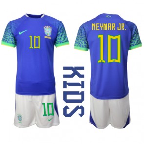 Lacne Dětský Futbalové dres Brazília Neymar Jr #10 MS 2022 Krátky Rukáv - Preč (+ trenírky)